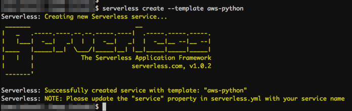 serverless create